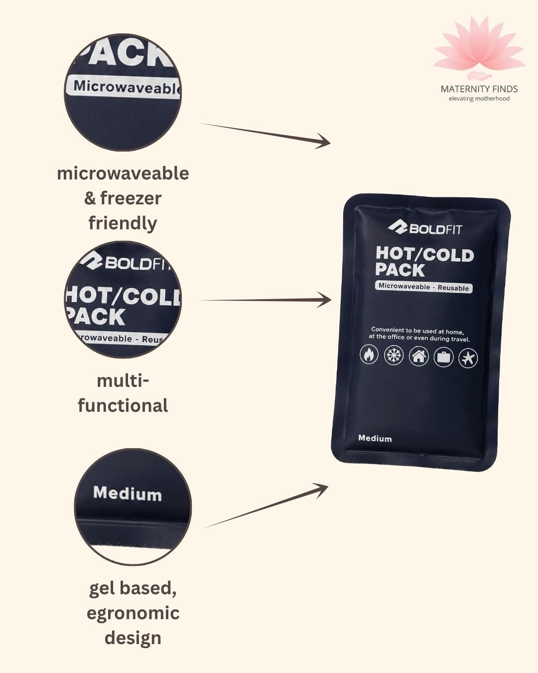 Boldfit Hot & Cold Gel Pack | Reusable Hot and Cold Therapy Pack for Postpartum Recovery & Breastfeeding Support
