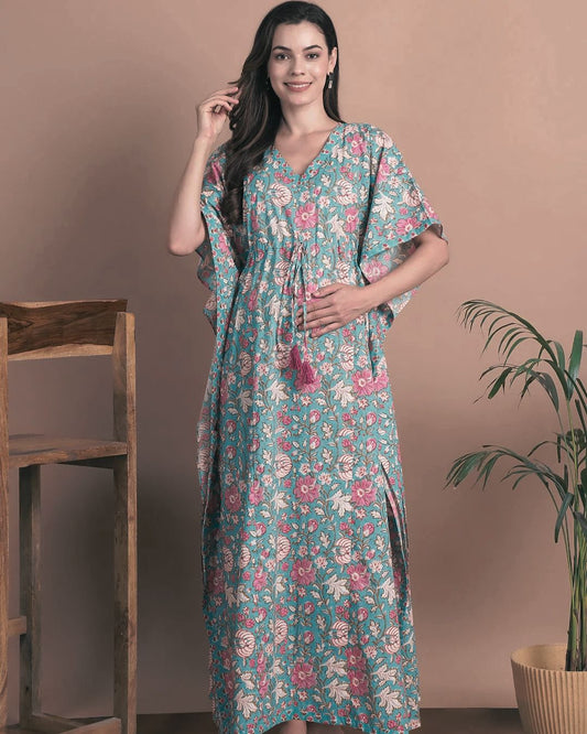 Secret Wish Maternity Kaftan | Feeding-Friendly Free Size Maternity & Nursing Wear