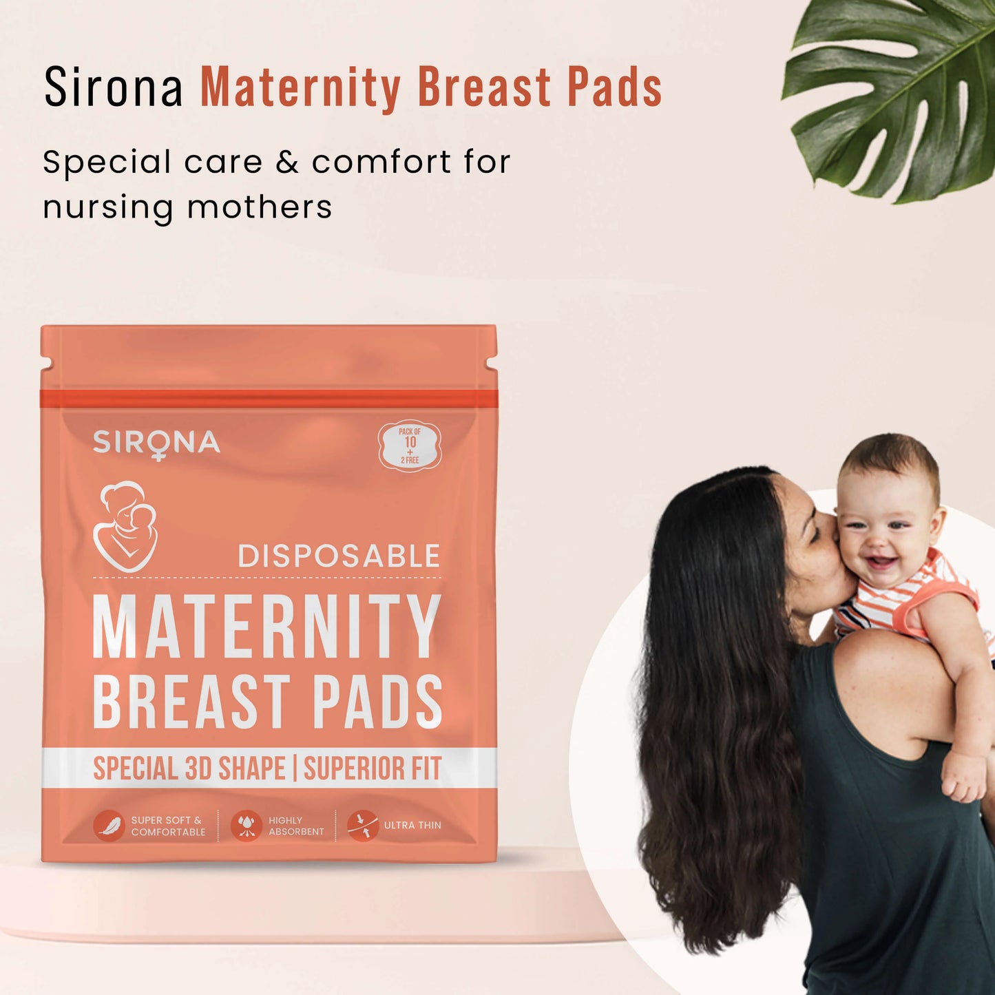 Sirona Premium Disposable Maternity Breast Pads (Pack of 10+2)